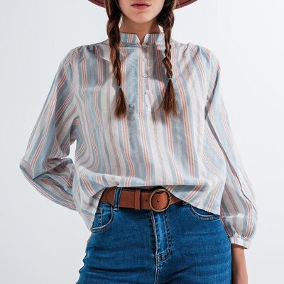 Grandad shirt in blue stripe
