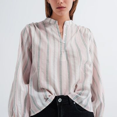 Grandad shirt in pink stripe