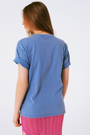 T-shirt graphique avec texte Summer Love en bleu 2