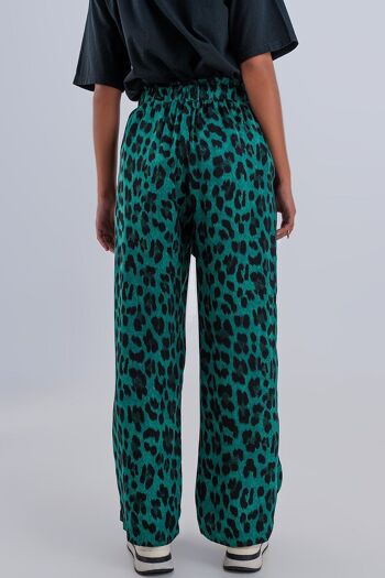 Pantalon large à imprimé léopard vert 2