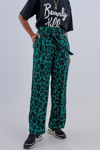 Pantalon large à imprimé léopard vert 6