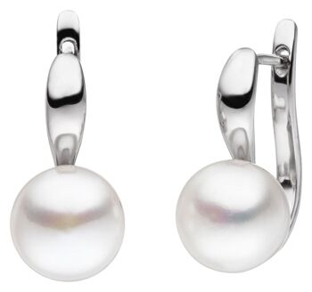 Boucles d'oreilles avec perles d'eau douce blanches en forme de bouton 1