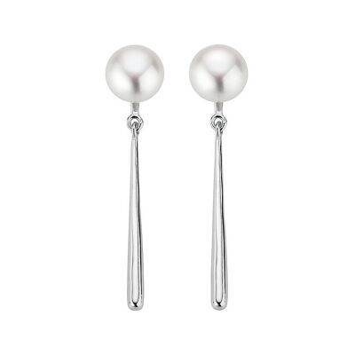 Boucles d'oreilles clous modernes avec perles d'eau douce blanches
