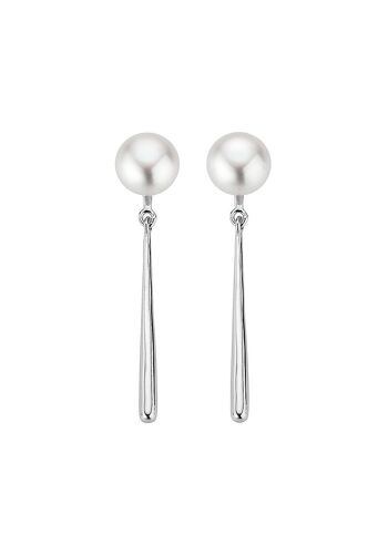 Boucles d'oreilles clous modernes avec perles d'eau douce blanches 1