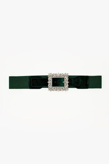 Ceinture verte avec strass et élastique réglable 2