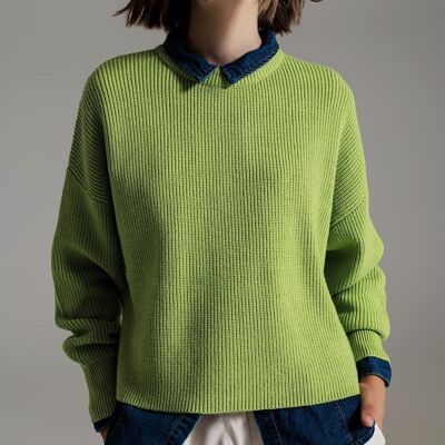 green chunky knitted relaxed Jumper