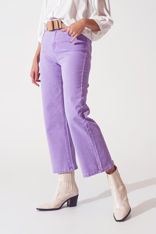 Wide leg jeans in purple