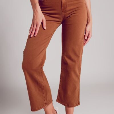Wide leg jeans in camel brown
