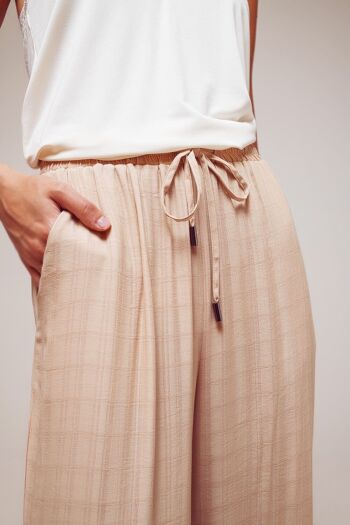 pantalon large à cordon de serrage beige 6