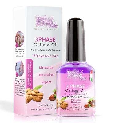 Triphasic Nail Cuticle Oil 12ml - Pleasant Scent - Regenerates, Nourishes and Moisturizes Dry and Irritated Cuticles