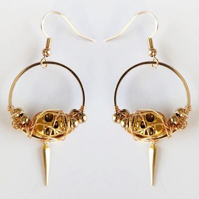 Calavera - Boucles d'oreilles en forme de tête de mort dorées