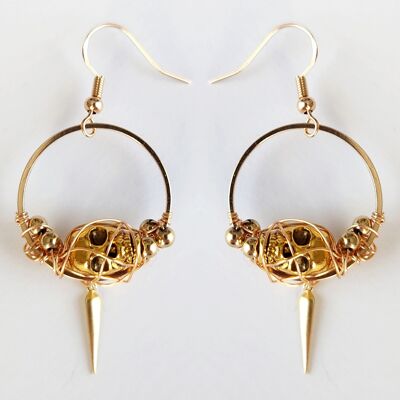 Calavera Gold Skull Wrap Earrings