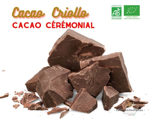 ( 1 Kg ) de Masse de Cacao Criollo Bio - Qualité Cérémonial PREMIUM - Criollo de Madagascar