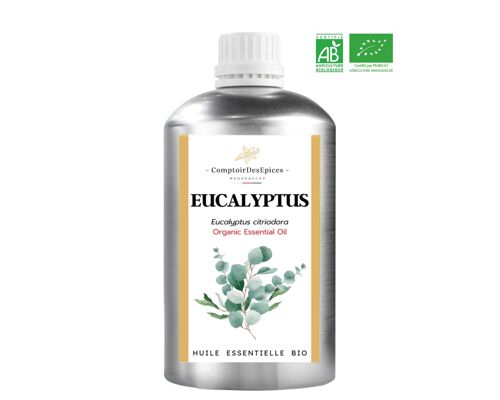 ( 500 mL ) Huile Essentielle d'Eucalyptus Citronné de Madagascar Certifiée BIO par Ecocert Originaire .