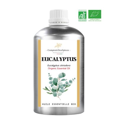 (500 ml) Ätherisches Zitronen-Eukalyptusöl aus Madagaskar, BIO-zertifiziert von Ecocert Originaire.