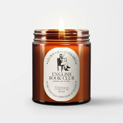THE ENGLISH BOOK CLUB APOTHECARY JAR CANDLE (LEATHER AND TOBACCO SCENT) MADE IN LILLE