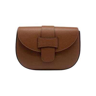 LORIANA SEEDED LEATHER FLAP BAG CAMEL