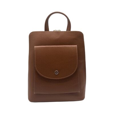 DOROTEA CAMEL GRAINED LEATHER BACKPACK