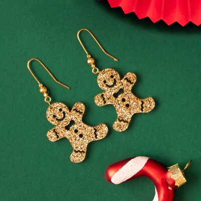 Christmas earrings, gingerbread man - gourmet jewelry, gift idea