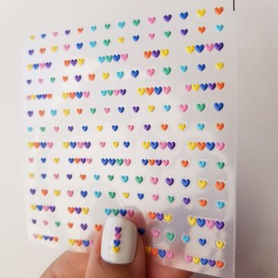autocollants 3D pour ongles coeurs multicolores