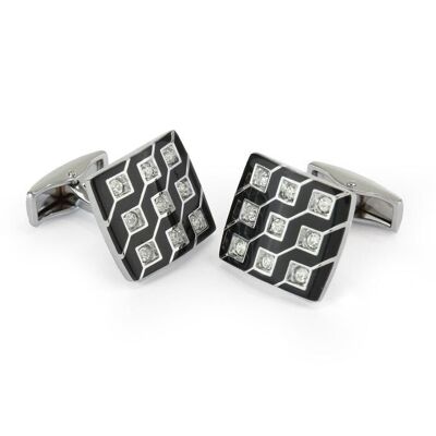 Chrome and Black Squares Cufflinks