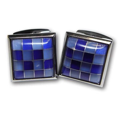 Dark Blue and Light Blue Squares Cufflinks