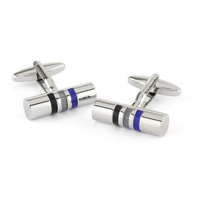 Cylinder Navy/Light Blue/Mid Blue Cufflinks