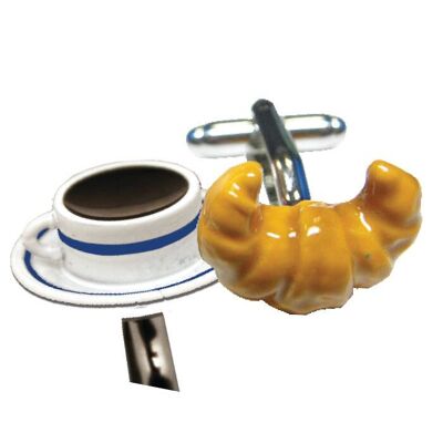 Coffee Cup and Croissants Cufflinks