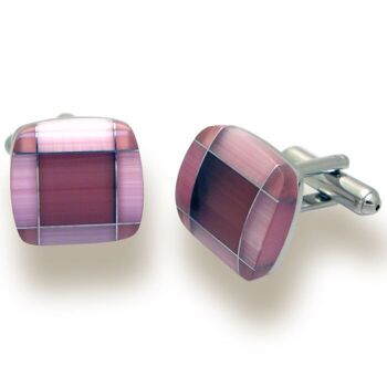 Boutons de manchette cube effet pierre rose 1