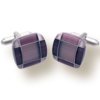 Boutons de manchette cube effet pierre lilas