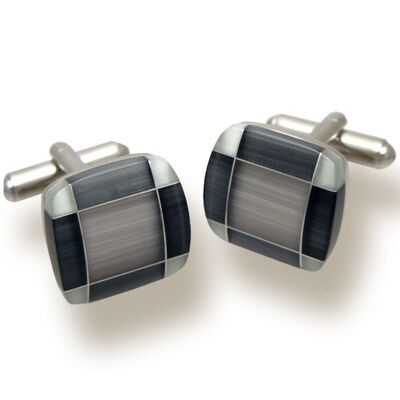 Cube Coloured Grey Stone Effect Cufflinks