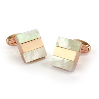 Centre Rose Gold Finish with Mother of Pearl Effect Cufflinks
