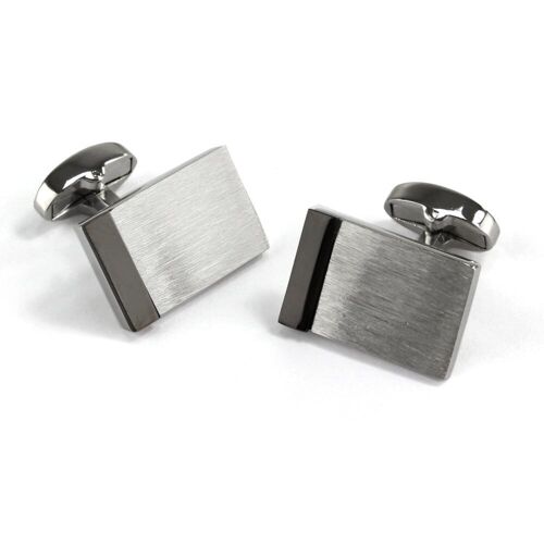 Brushed Silver Finish Rectangle Cufflinks