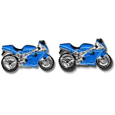 Blaue Motorrad-Manschettenknöpfe