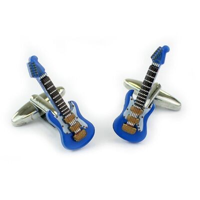 Boutons de manchette guitare électrique bleu