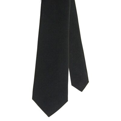 Cravate étroite en satin de polyester noir