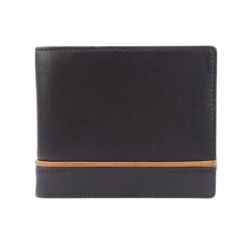 Brown Leather Wallet with Tan Detail