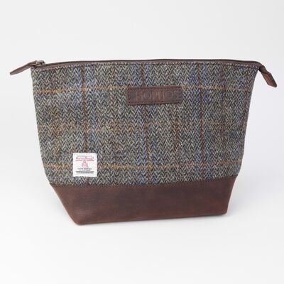 Brauner Harris Tweed Dreiecks-Kulturbeutel