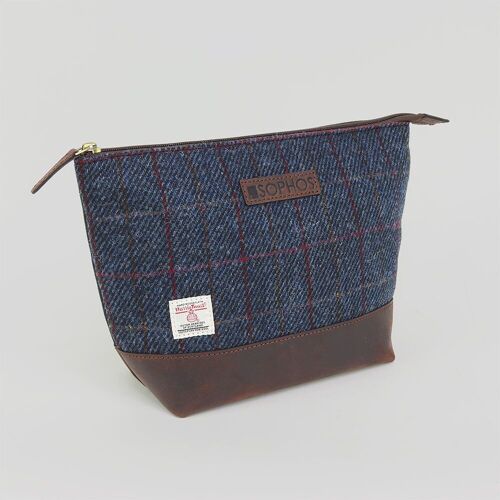 Blue Harris Tweed Triangle Washbag