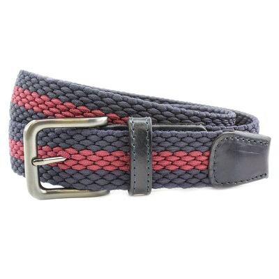 Clipsham 35mm Navy/Burgundy Elastic Belt