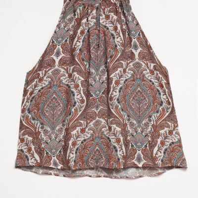 Halter top in beige paisley print