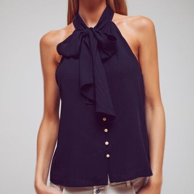 Halter Top With Tie Neck in Black