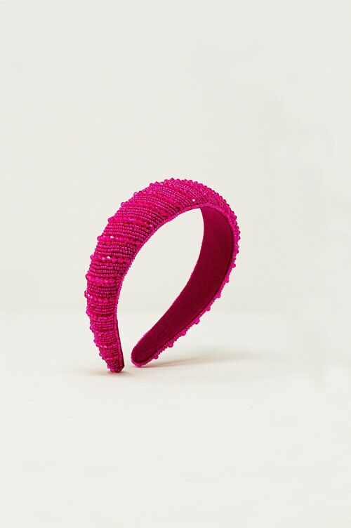 Headband with Beads in Fuchsia