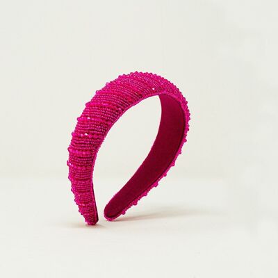 Headband with Beads in Fuchsia