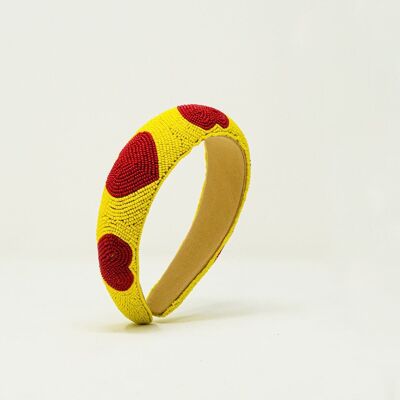 Heart Detail Beads Headband in Yellow