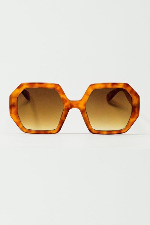 Gafas de sol extragrandes hexagonales en carey vintage