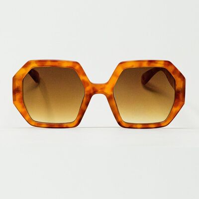 Lunettes de sol extragrandes hexagonales en carey vintage