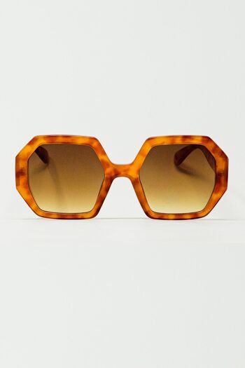 Lunettes de sol extragrandes hexagonales en carey vintage 1