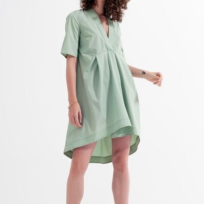 High low dress with empire waistline in green
