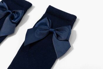 Chaussettes Hautes Bleu Marine Avec Nœud Fille 3